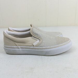 Vans Kids Off The Wall Slip On Sneakers Size 2.5 Glitter Sequin Cream Shoes
